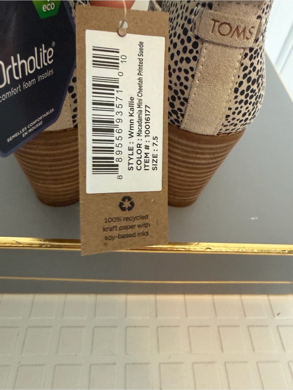 New Toms Ortholite Kallie Boot Women’s Size 7.5 mini Cheetah Print Suede Wedge - Picture 4 of 6